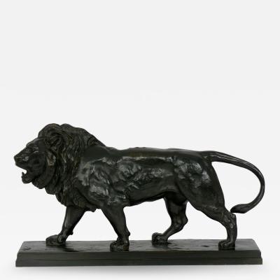 Antoine Louis Barye Lion Marchant Antique French Bronze Sculpture by Antoine L Barye Barbedienne