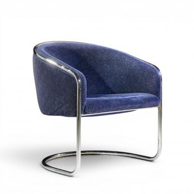 Anton Lorenz Anton Lorenz for Thonet Mid Century Chrome Tub Chairs Pair