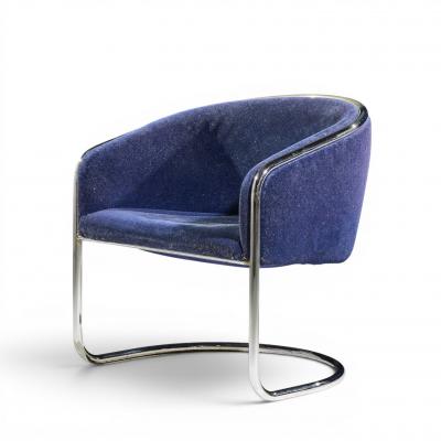Anton Lorenz Anton Lorenz for Thonet Mid Century Chrome Tub Chairs Pair