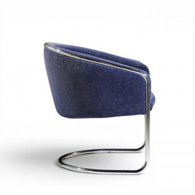 Anton Lorenz Anton Lorenz for Thonet Mid Century Chrome Tub Chairs Pair