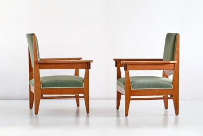 Anton Lucas Pair of Anton Lucas Art Deco Armchairs in Oak and Macassar Ebony 1925