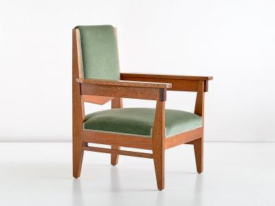 Anton Lucas Pair of Anton Lucas Art Deco Armchairs in Oak and Macassar Ebony 1925