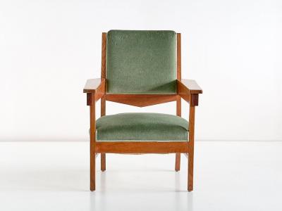 Anton Lucas Pair of Anton Lucas Art Deco Armchairs in Oak and Macassar Ebony 1925