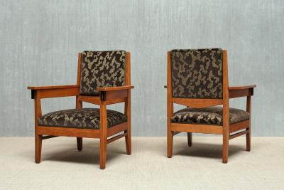 Anton Lucas Pair of Anton Lucas Art Deco Armchairs in Oak and Macassar Netherlands 1920s