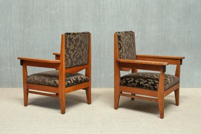 Anton Lucas Pair of Anton Lucas Art Deco Armchairs in Oak and Macassar Netherlands 1920s