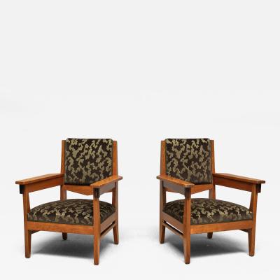 Anton Lucas Pair of Anton Lucas Art Deco Armchairs in Oak and Macassar Netherlands 1920s