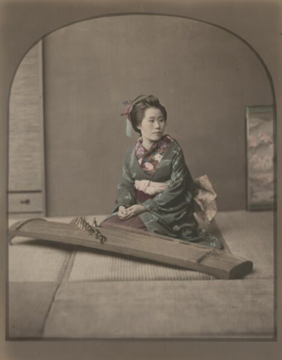 Antonio Beato Seated Woman playing string instrument Koto 1900