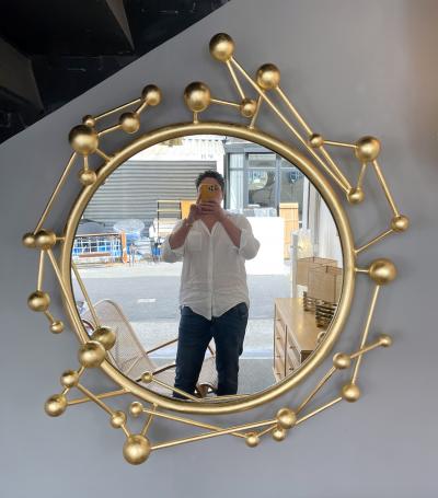 Antonio Cagianelli Contemporary Mirror Atomo Iron Gold Leaf by Antonio Cagianelli Italy