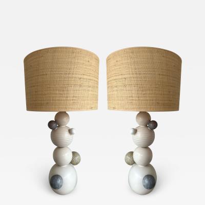 Antonio Cagianelli Contemporary Pair of Ceramic Atomo Lamps by Antonio Cagianelli Italy