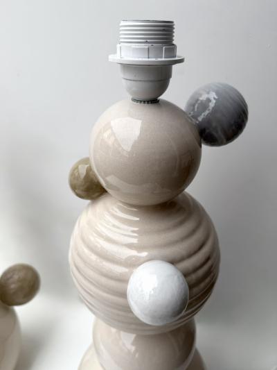 Antonio Cagianelli Contemporary Pair of Ceramic Atomo Lamps by Antonio Cagianelli Italy