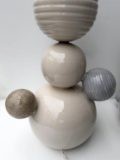 Antonio Cagianelli Contemporary Pair of Ceramic Atomo Lamps by Antonio Cagianelli Italy