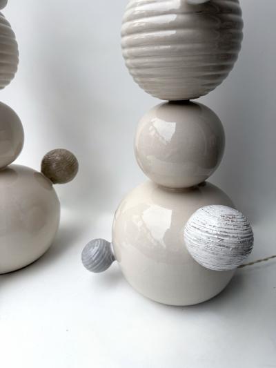 Antonio Cagianelli Contemporary Pair of Ceramic Atomo Lamps by Antonio Cagianelli Italy