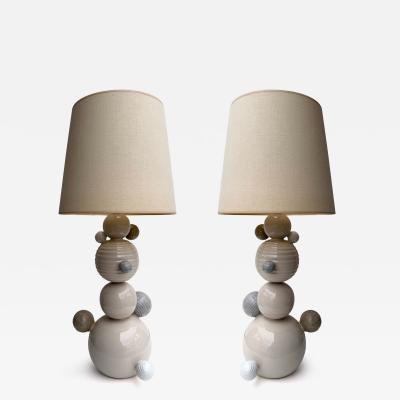 Antonio Cagianelli Contemporary Pair of Ceramic Atomo Lamps by Antonio Cagianelli Italy