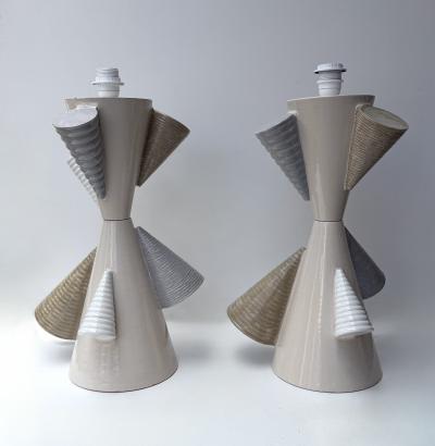 Antonio Cagianelli Contemporary Pair of Ceramic Cone Lamps by Antonio Cagianelli Italy
