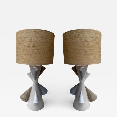 Antonio Cagianelli Contemporary Pair of Ceramic Cone Lamps by Antonio Cagianelli Italy