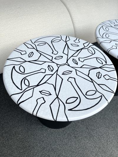 Antonio Cagianelli Contemporary Pair of Ceramic Tables Faces by Antonio Cagianelli Italy