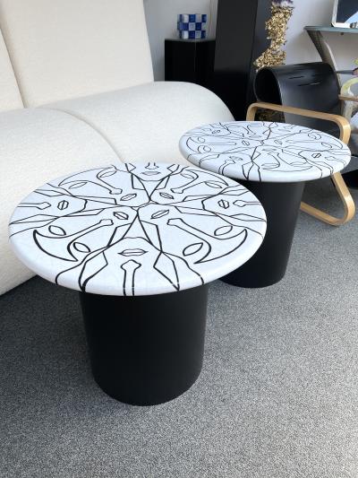Antonio Cagianelli Contemporary Pair of Ceramic Tables Faces by Antonio Cagianelli Italy