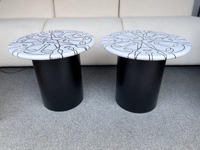 Antonio Cagianelli Contemporary Pair of Ceramic Tables Faces by Antonio Cagianelli Italy