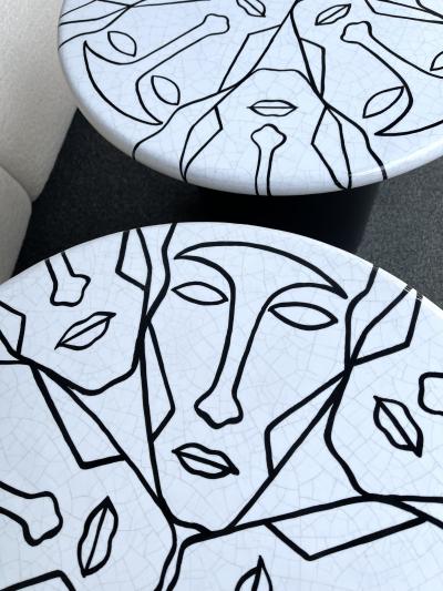 Antonio Cagianelli Contemporary Pair of Ceramic Tables Faces by Antonio Cagianelli Italy