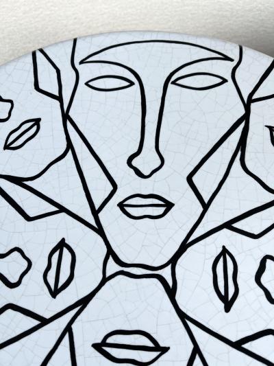 Antonio Cagianelli Contemporary Pair of Ceramic Tables Faces by Antonio Cagianelli Italy