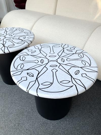 Antonio Cagianelli Contemporary Pair of Ceramic Tables Faces by Antonio Cagianelli Italy