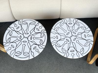 Antonio Cagianelli Contemporary Pair of Ceramic Tables Faces by Antonio Cagianelli Italy