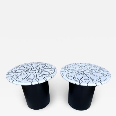 Antonio Cagianelli Contemporary Pair of Ceramic Tables Faces by Antonio Cagianelli Italy