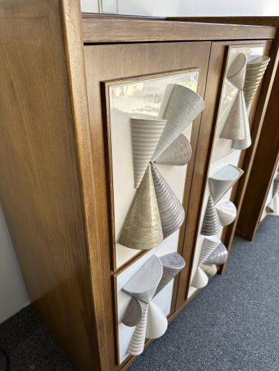 Antonio Cagianelli Contemporary Pair of Wood and Ceramic Cone Cabinets by Antonio Cagianelli Italy