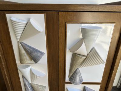 Antonio Cagianelli Contemporary Pair of Wood and Ceramic Cone Cabinets by Antonio Cagianelli Italy