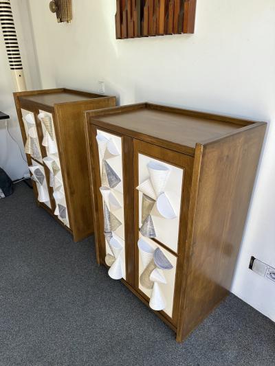 Antonio Cagianelli Contemporary Pair of Wood and Ceramic Cone Cabinets by Antonio Cagianelli Italy