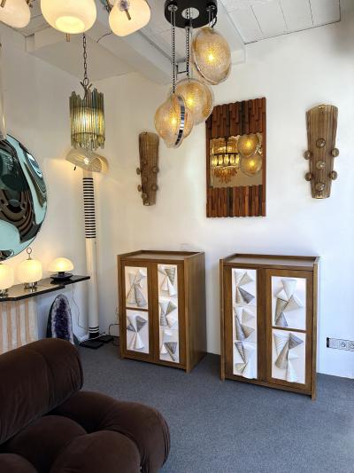 Antonio Cagianelli Contemporary Pair of Wood and Ceramic Cone Cabinets by Antonio Cagianelli Italy