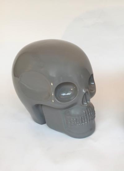 Antonio Cagianelli Contemporary Stool Skull in Grey Ceramic by Antonio Cagianelli