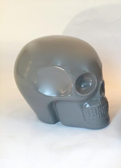Antonio Cagianelli Contemporary Stool Skull in Grey Ceramic by Antonio Cagianelli