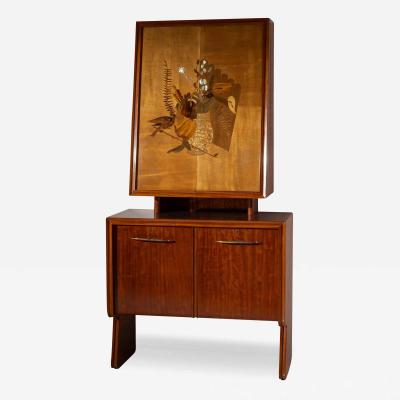 Antonio Cassi Ramelli Antonio Cassi Ramelli two bodies bar cabinet made of wood and brass Italy 1950s