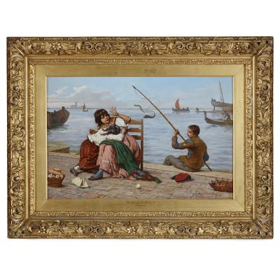 Antonio Ermolao Paoletti Large Italian genre painting by Antonio Ermolao Paoletti