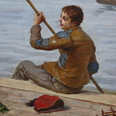 Antonio Ermolao Paoletti Large Italian genre painting by Antonio Ermolao Paoletti