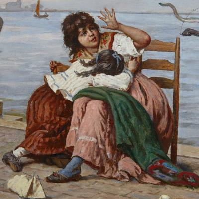 Antonio Ermolao Paoletti Large Italian genre painting by Antonio Ermolao Paoletti