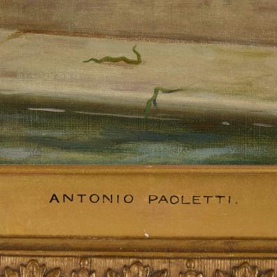 Antonio Ermolao Paoletti Large antique Italian figurative oil painting of Venice by Paoletti