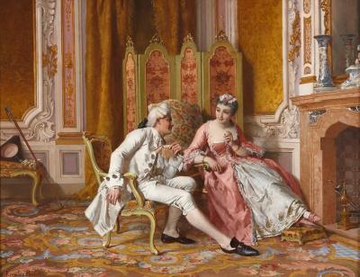 Antonio Ermolao Paoletti Love lyrics a romantic Italian genre painting by Antonio Paoletti