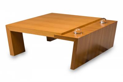 Antonio Fortuna Contemporary American Walnut Mahogany Coffee Table with Orbs