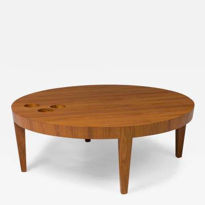 Antonio Fortuna Walnut Circular Coffee Table with Round Cutouts