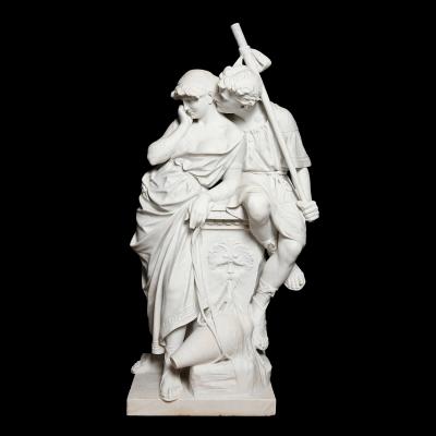 Antonio Frilli Large marble sculpture of an amorous couple by Antonio Frilli