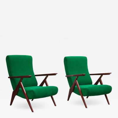 Antonio Gorgone Rare Pair of Antonio Gorgone Reclining Lounge Chairs
