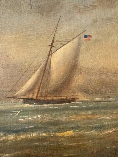 Antonio Jacobsen MAGNIFICENT DETAILED LIBERTY PAINTING OF NYC HARBOR BY ANTONIO JACOBSEN