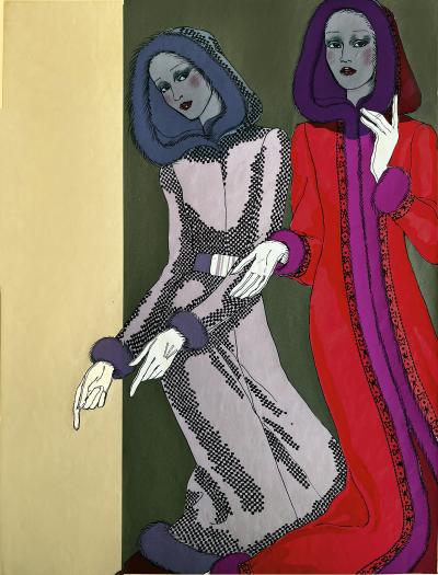 Antonio Lopez Five Fashion Models Wearing Hoodies Vogue Patterns 1970s Fashion Puerto Rican