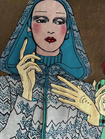 Antonio Lopez Five Fashion Models Wearing Hoodies Vogue Patterns 1970s Fashion Puerto Rican