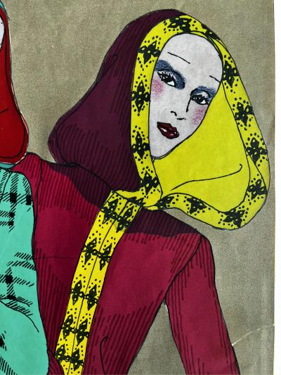 Antonio Lopez Five Fashion Models Wearing Hoodies Vogue Patterns 1970s Fashion Puerto Rican