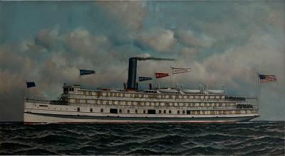 Antonio Nicolo Gasparo Jacobsen The steamship Concord signed A Jacobsen lower right 