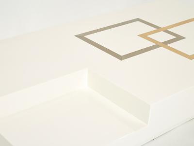 Antonio Pavia Italian extra large Antonio Pavia white lacquer brass steel coffee table 1970s