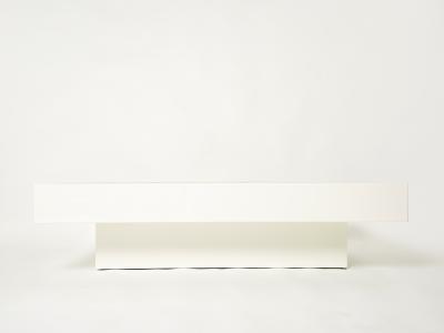 Antonio Pavia Italian extra large Antonio Pavia white lacquer brass steel coffee table 1970s